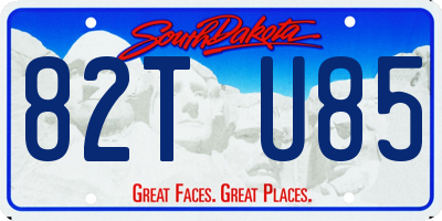 SD license plate 82TU85