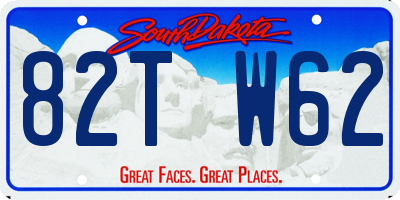 SD license plate 82TW62