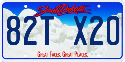 SD license plate 82TX20