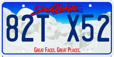 SD license plate 82TX52