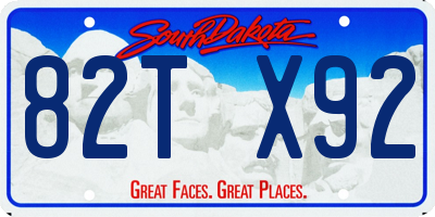 SD license plate 82TX92