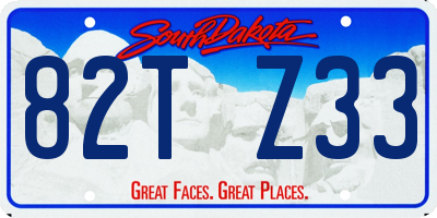 SD license plate 82TZ33