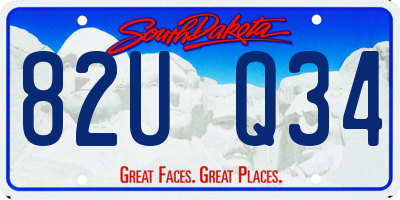 SD license plate 82UQ34