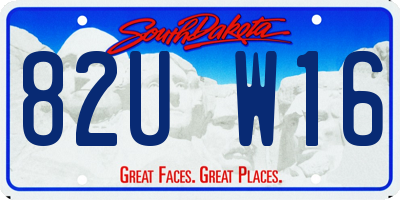 SD license plate 82UW16