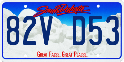 SD license plate 82VD53