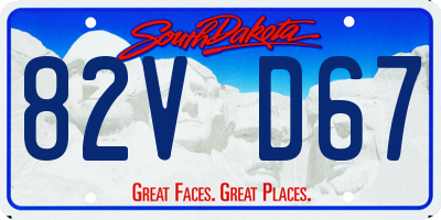 SD license plate 82VD67