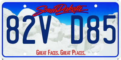 SD license plate 82VD85