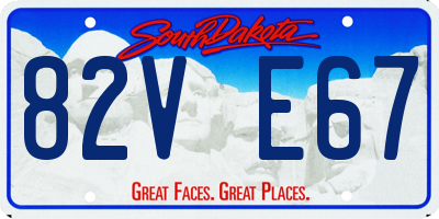 SD license plate 82VE67