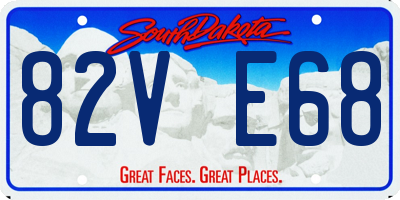 SD license plate 82VE68