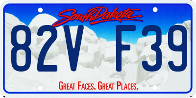 SD license plate 82VF39