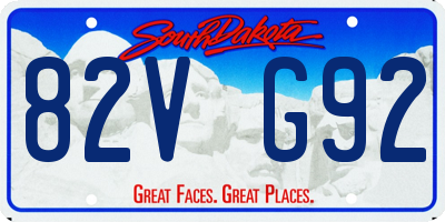 SD license plate 82VG92