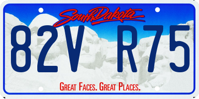 SD license plate 82VR75