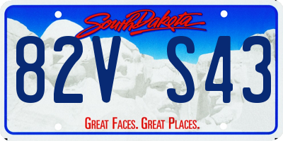 SD license plate 82VS43