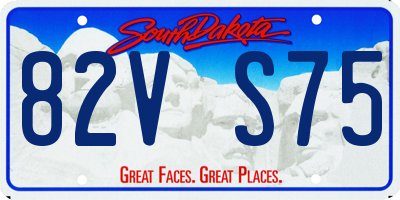 SD license plate 82VS75