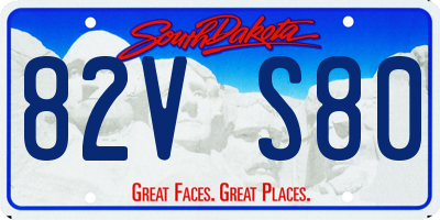 SD license plate 82VS80