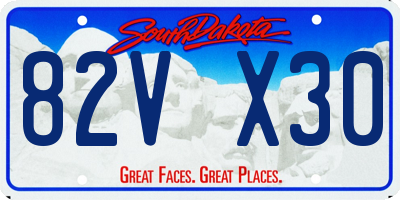 SD license plate 82VX30