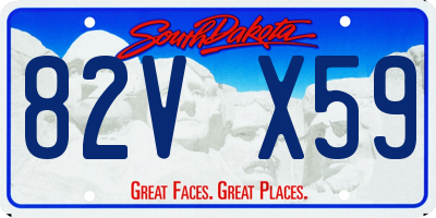 SD license plate 82VX59