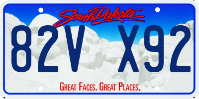 SD license plate 82VX92