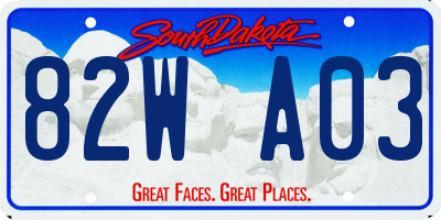 SD license plate 82WA03