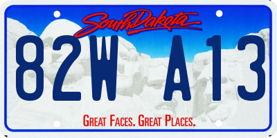 SD license plate 82WA13