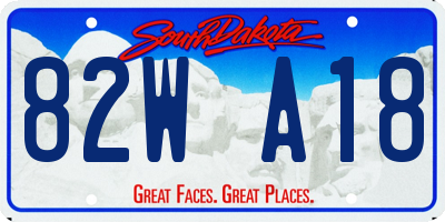 SD license plate 82WA18