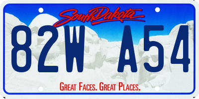 SD license plate 82WA54