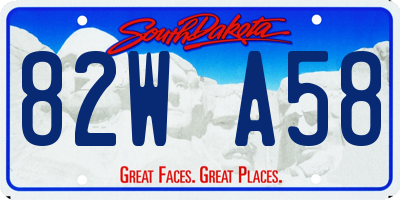 SD license plate 82WA58