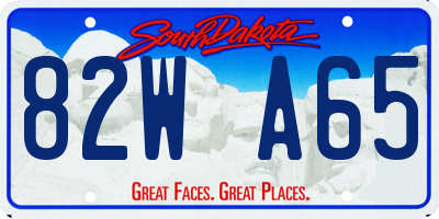 SD license plate 82WA65