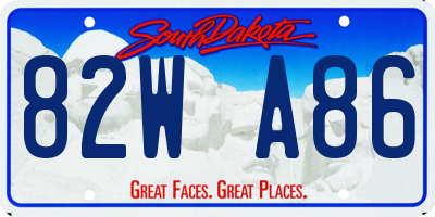 SD license plate 82WA86