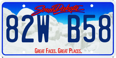 SD license plate 82WB58