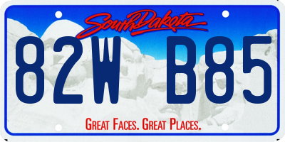SD license plate 82WB85