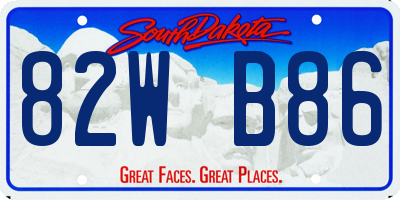 SD license plate 82WB86