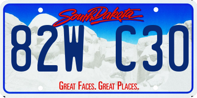 SD license plate 82WC30