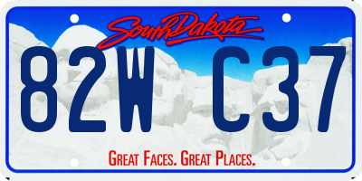 SD license plate 82WC37