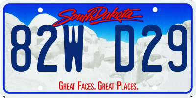 SD license plate 82WD29
