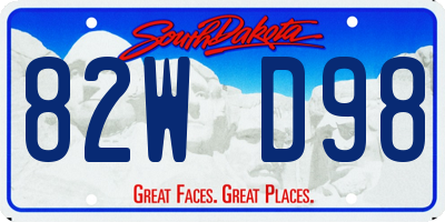 SD license plate 82WD98