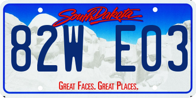 SD license plate 82WE03