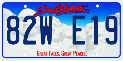 SD license plate 82WE19