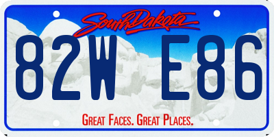 SD license plate 82WE86