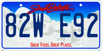 SD license plate 82WE92