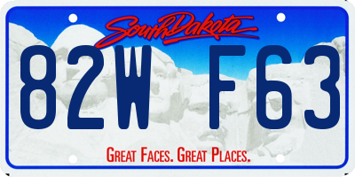 SD license plate 82WF63