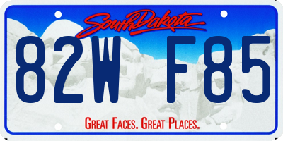 SD license plate 82WF85