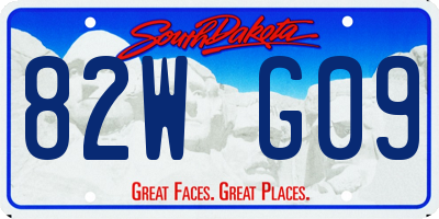 SD license plate 82WG09