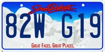 SD license plate 82WG19