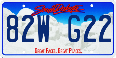 SD license plate 82WG22