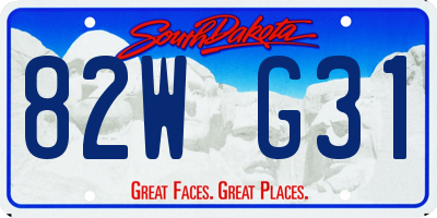 SD license plate 82WG31