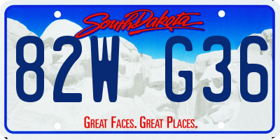 SD license plate 82WG36