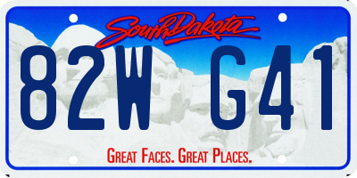 SD license plate 82WG41