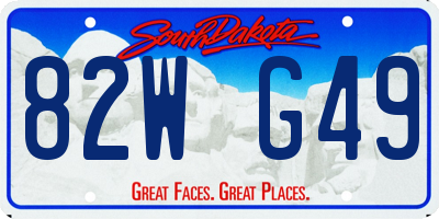 SD license plate 82WG49