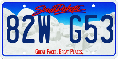 SD license plate 82WG53